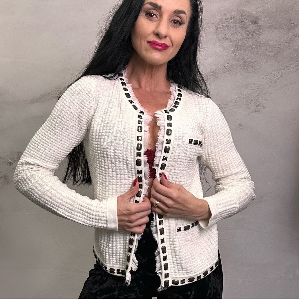 CAbi sweater with embellishments